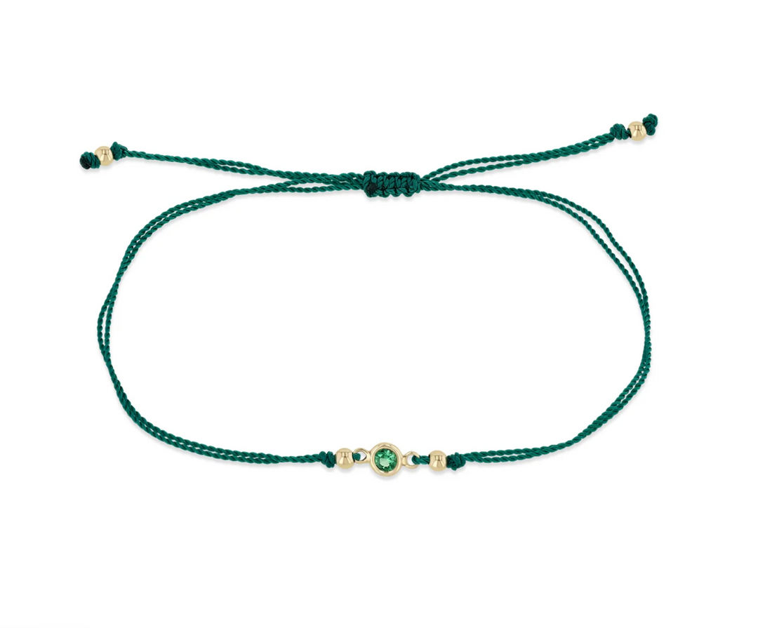 Floating Emerald Solitaire Cord Bracelet
