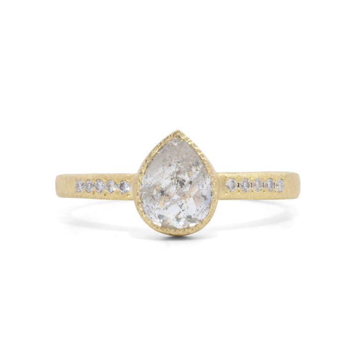 Salt & Pepper Pear Diamond Ring