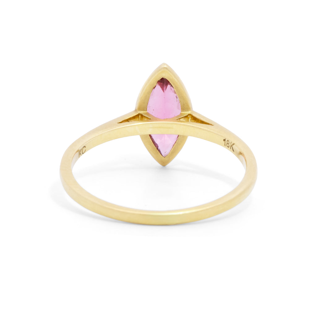 Pink Sapphire Marquise Bezel Set Ring