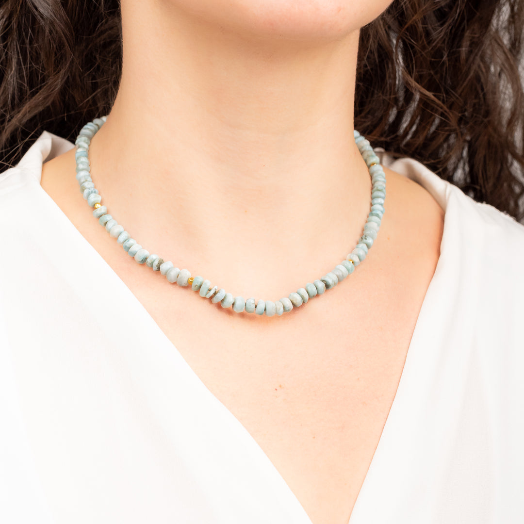 Faceted Larimar Beaded Necklace