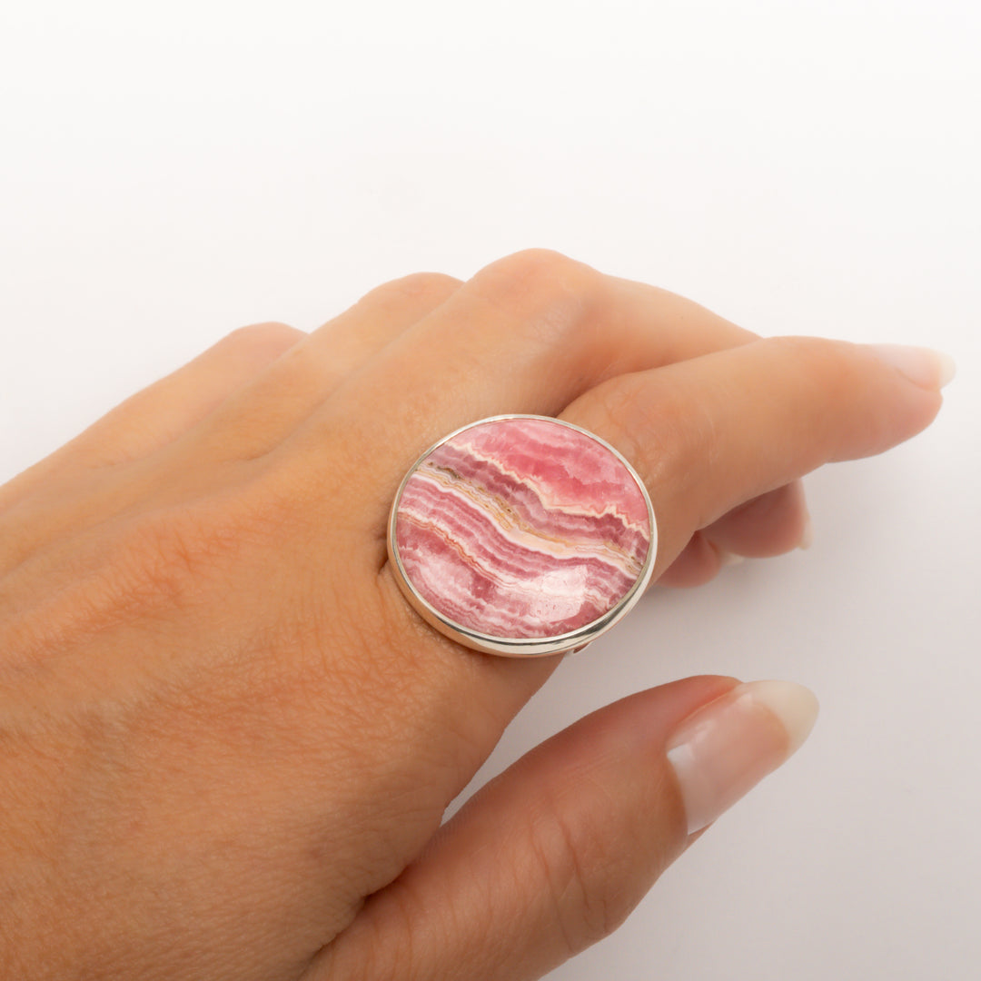 Round Rhodochrosite Ring