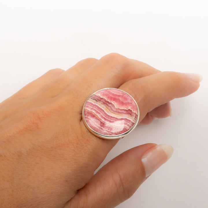 Round Rhodochrosite Ring
