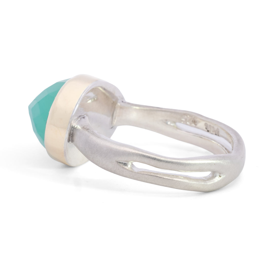 Horizontal Pear Shaped Chrysoprase Ring