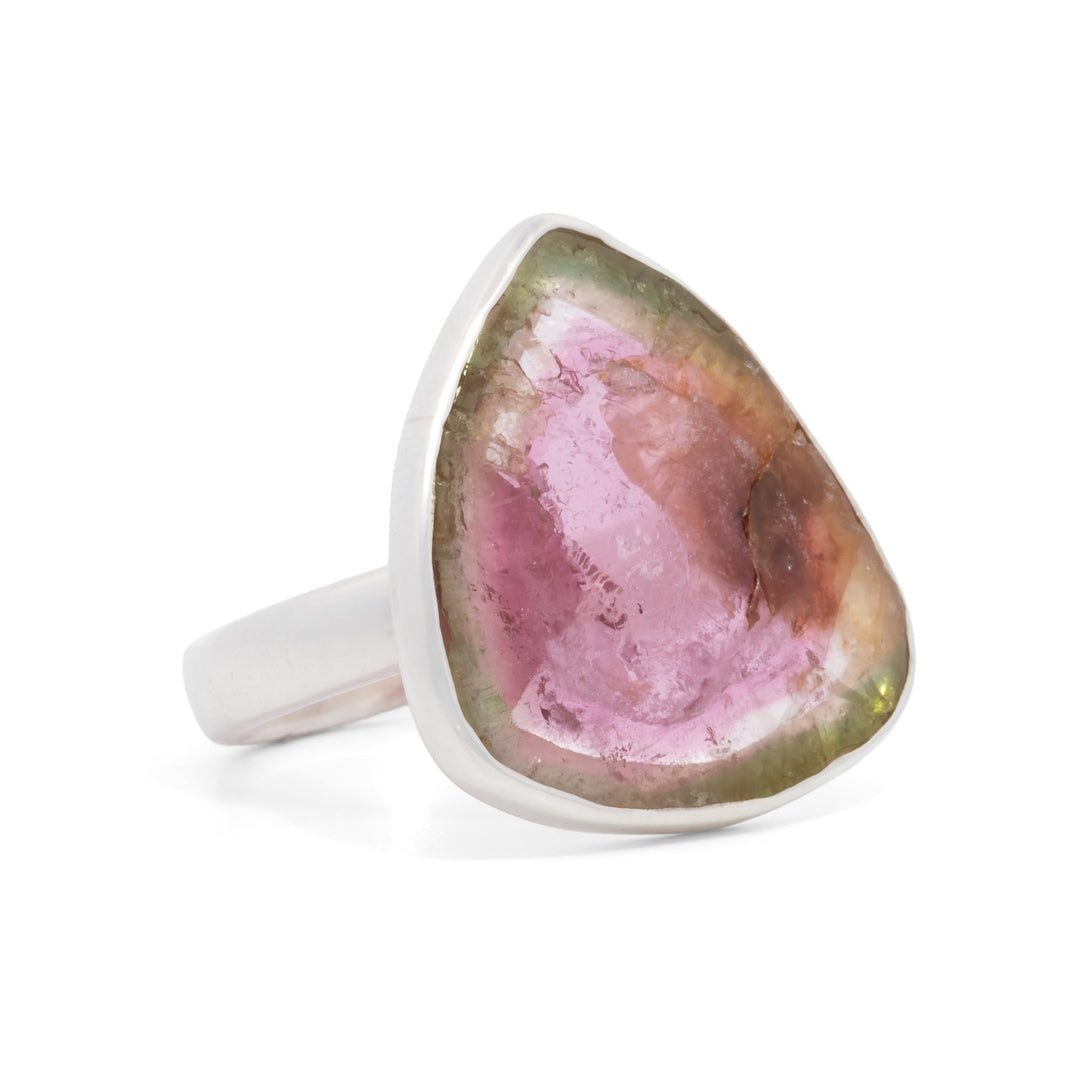 Asymmetrical Watermelon Tourmaline Ring