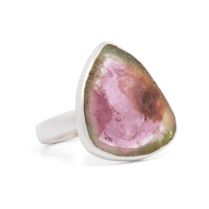 Asymmetrical Watermelon Tourmaline Ring