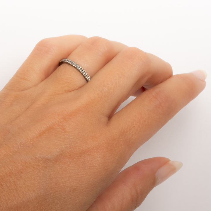 Double Row Pavé Diamond Half Eternity Ring