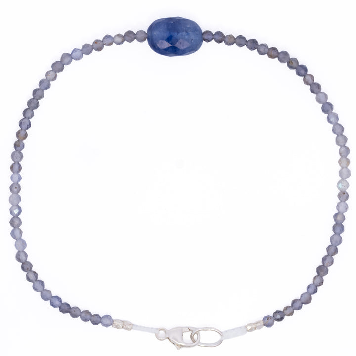 Iolite & Blue Sapphire Beaded Bracelet