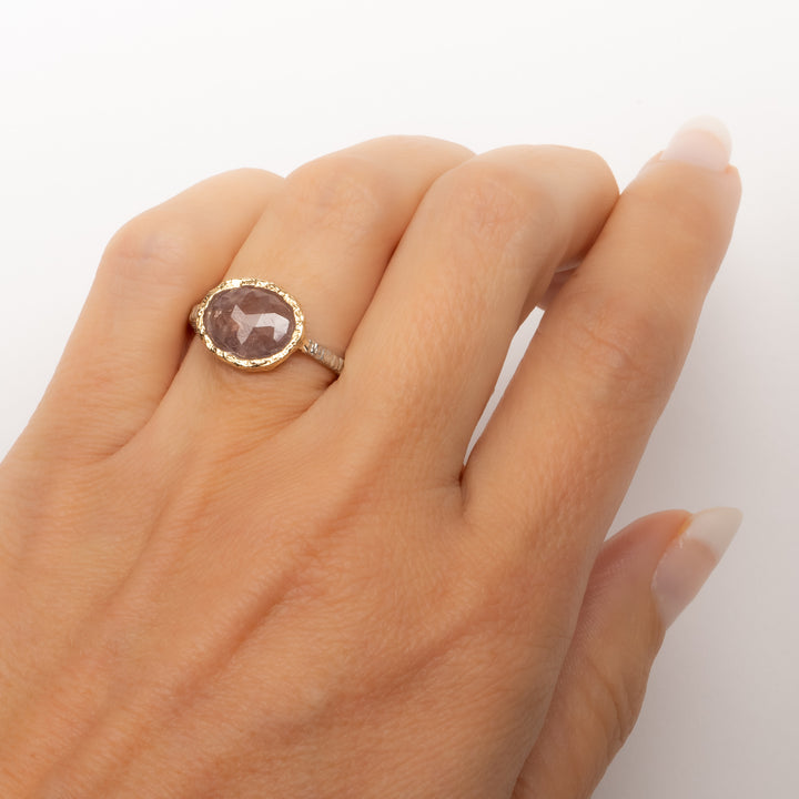 Oval Faceted Rose Sapphire Ring