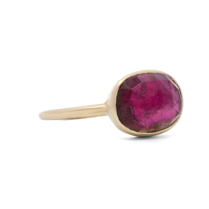 Oval Faceted Pink Tourmaline Ring