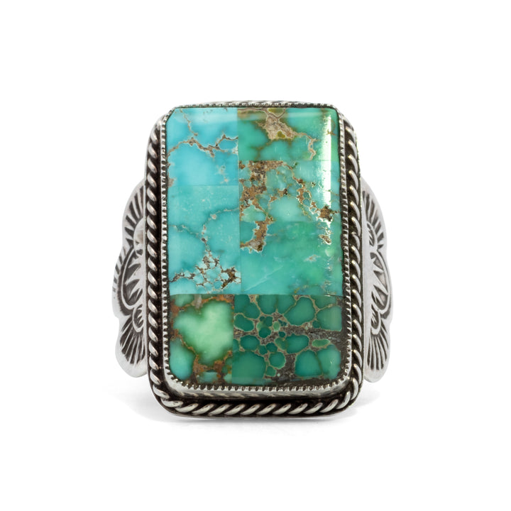Aldrich Art Rectangular Green Turquoise Bezel Set Ring