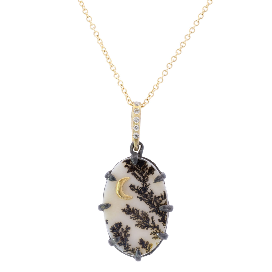 Meadowline Dendritic Agate Mixed Metal Pendant