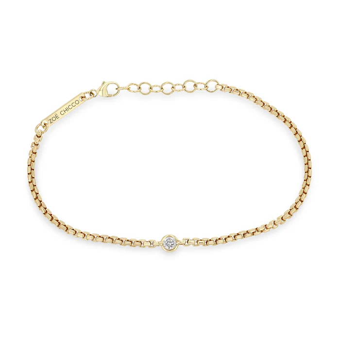 Small Box Chain with Floating Diamond Bracelet
