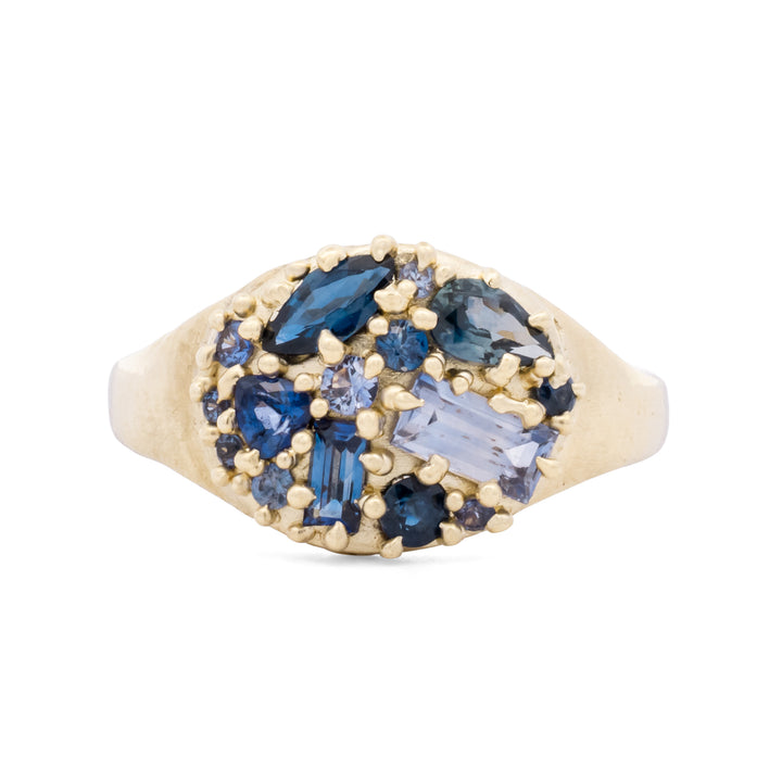 Blue Sapphire Cluster Ring