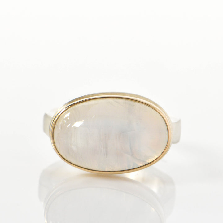 Small Oval Rainbow Moonstone Ring