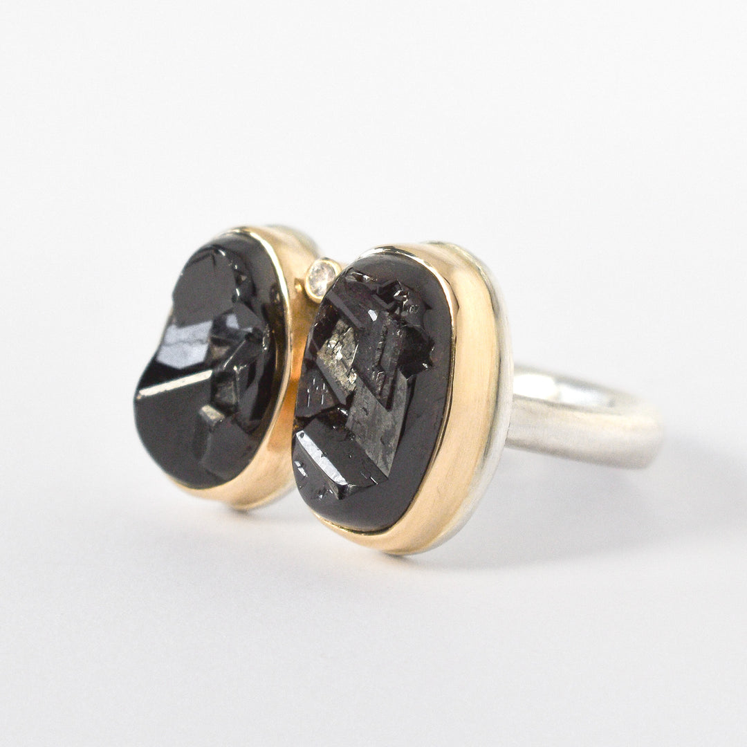 Double Asymmetrical Andradite Ring