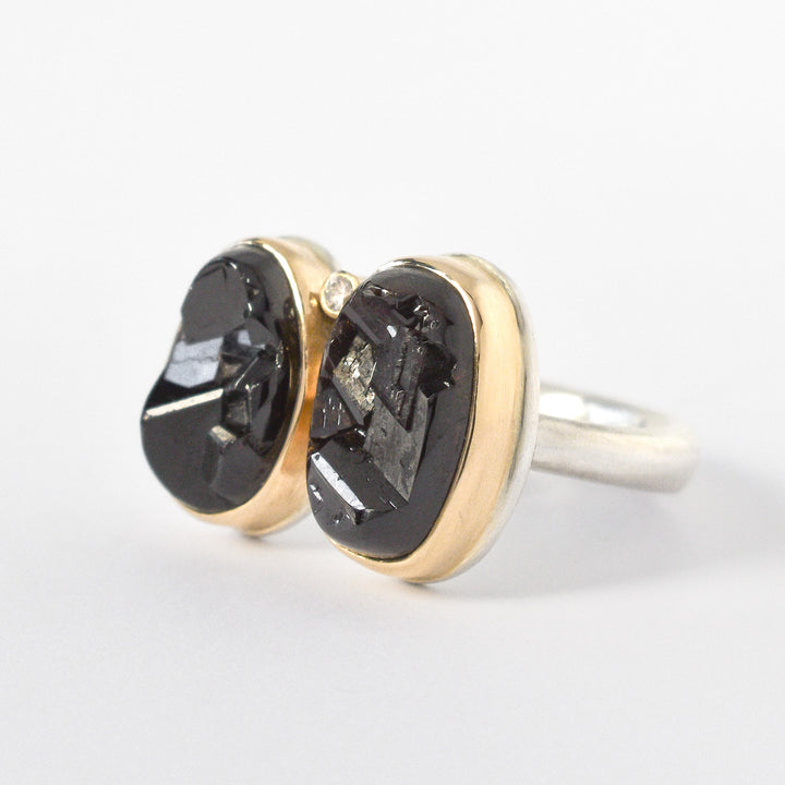 Double Asymmetrical Andradite Ring