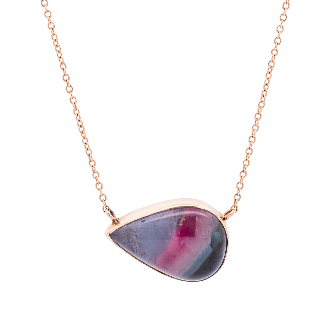 Tri-Color Watermelon Tourmaline Stationed Necklace