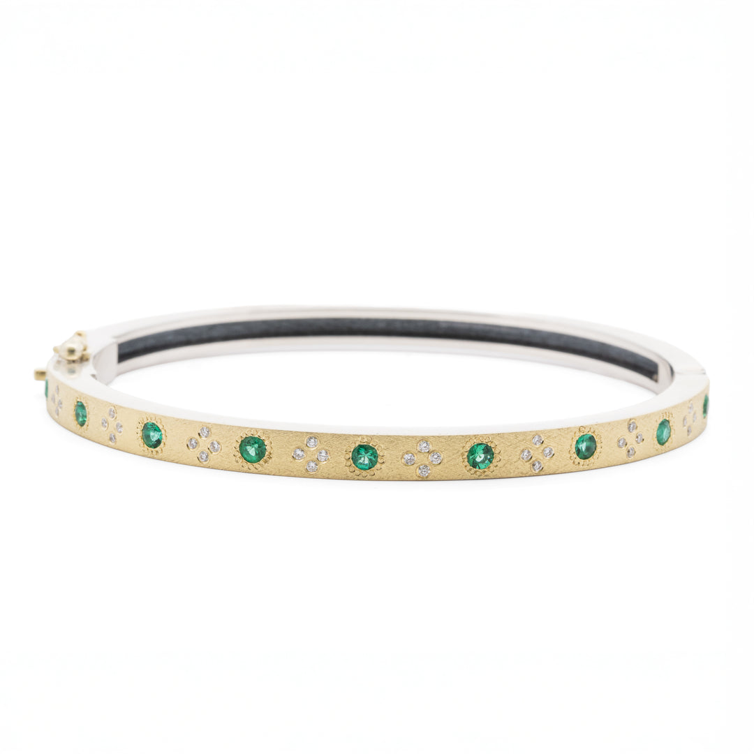 Trunk Show 4 mm Daphnie Emerald and Diamond Bracelet