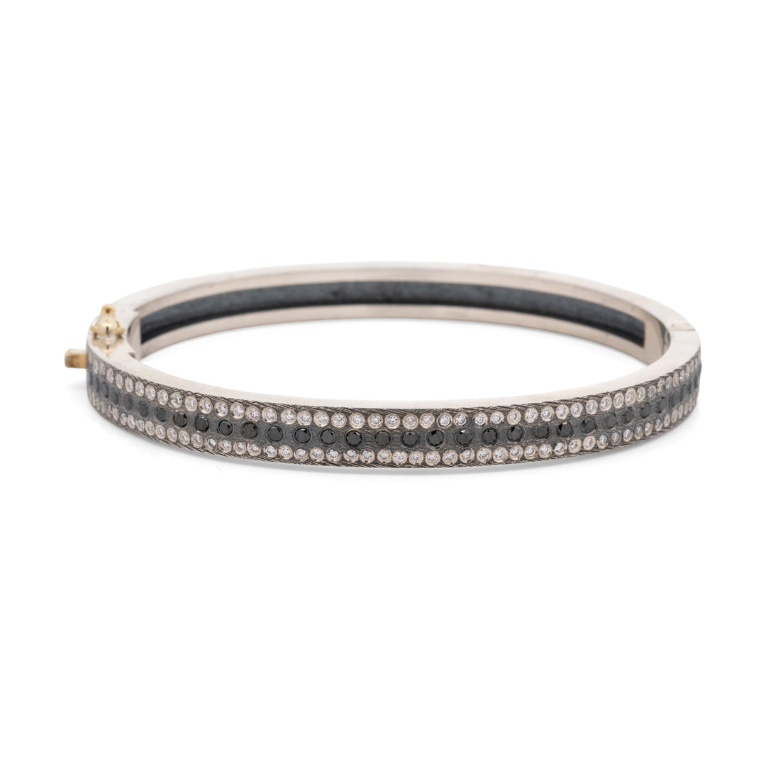 Adam 6 mm Triple Row Black & White Diamond Bracelet