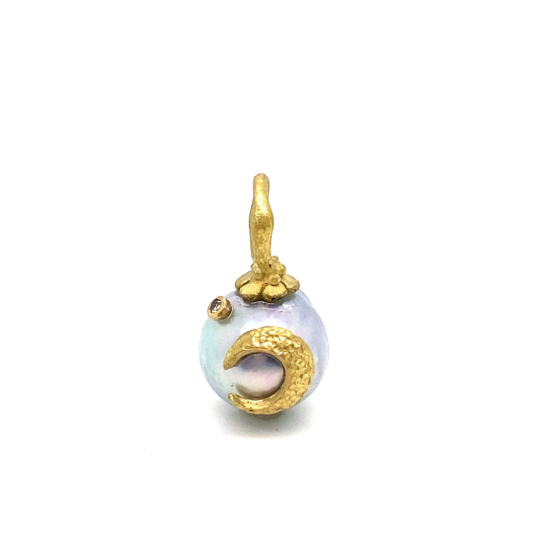 Akoya Pearl With Crescent Moon Pendant