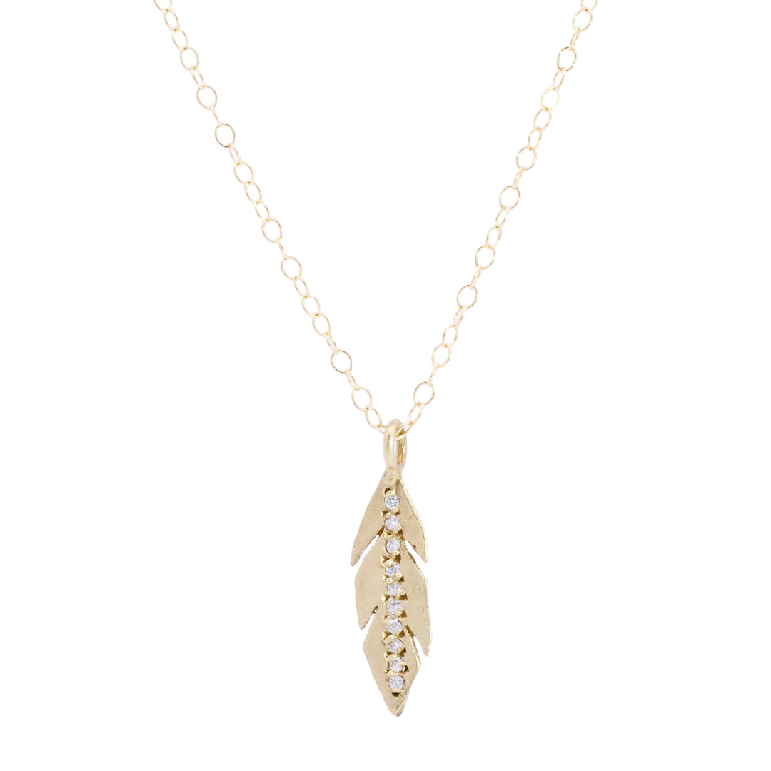 Small Feather with Diamonds Necklace
