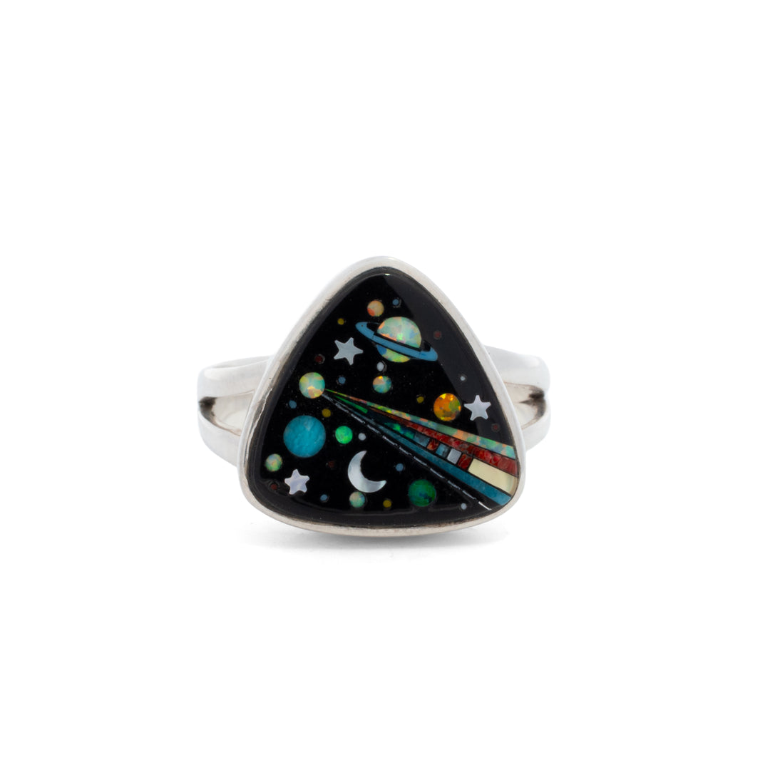 Triangular Galaxy Inlay Ring