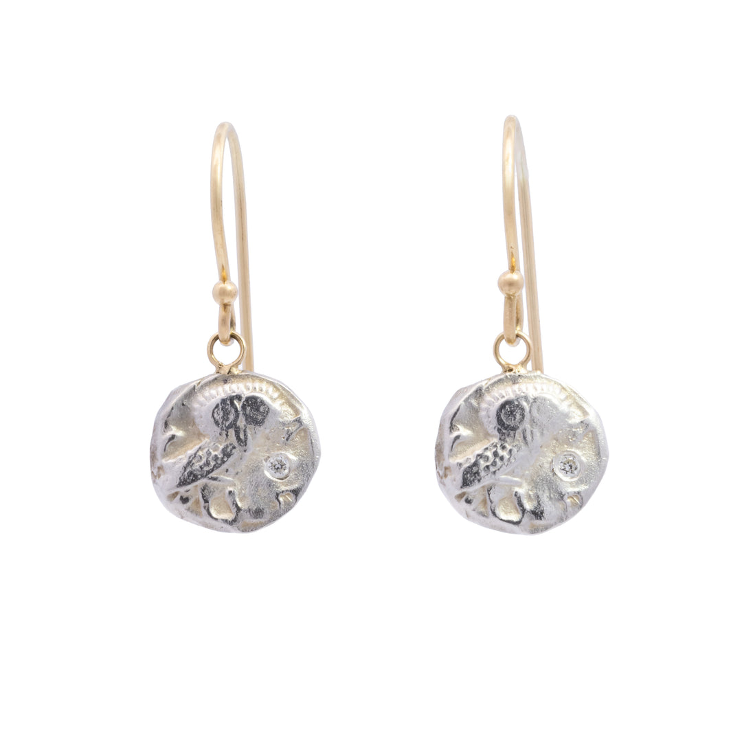Small Owl Artifact Drop Earrings