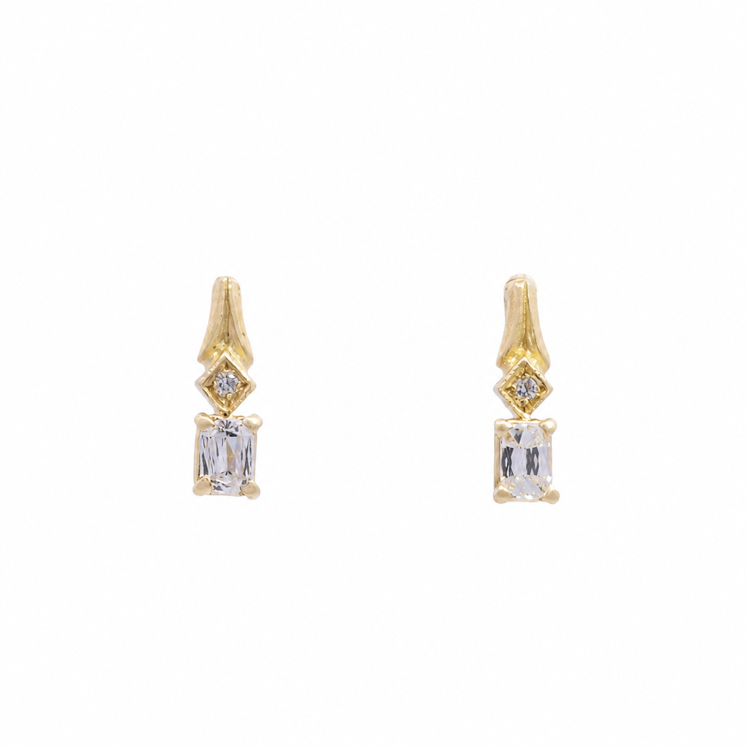 0.33 tcw Emerald/Crisscut Diamond Post Earrings