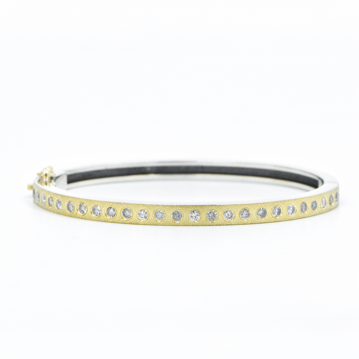 4mm Adam Plus Diamond Two Tone Bangle Bracelet