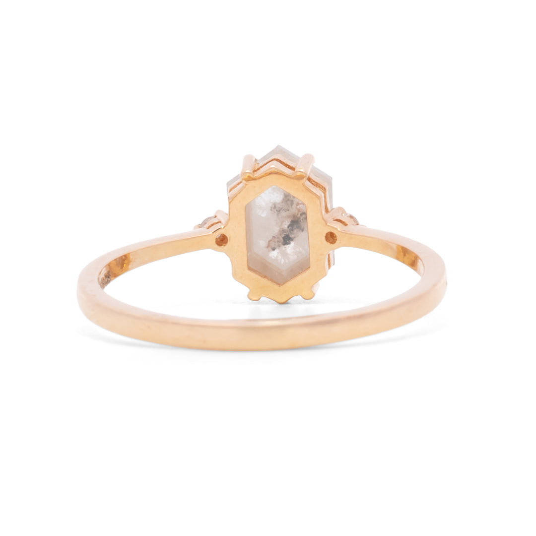 Icy Grey Hexagonal Cut Diamond Ring