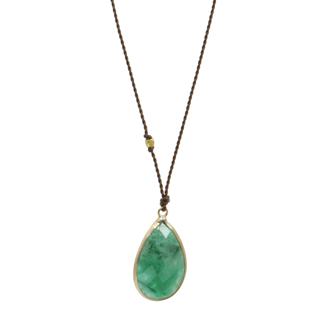 Bezel Set Faceted Emerald Necklace