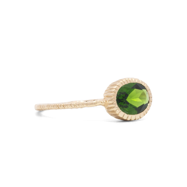 Small Oval Faceted Chrome Diopside Ring