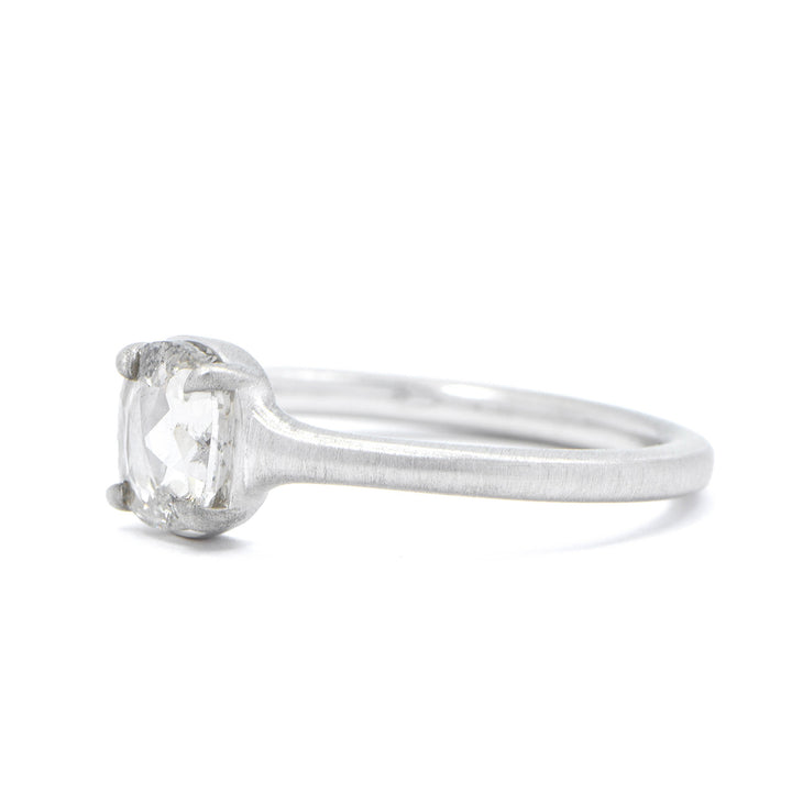 Rose Cut Cushion Diamond Solitaire Ring