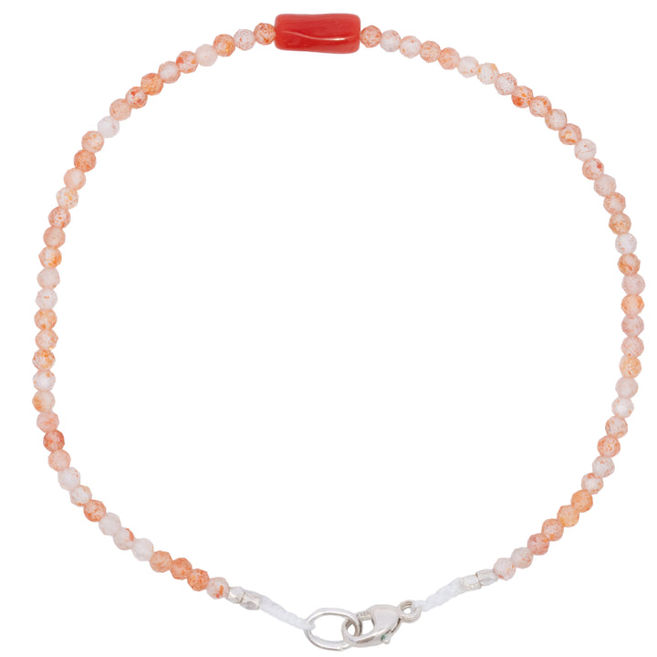 Rutilated Quartz with Coral Bead Bracelet