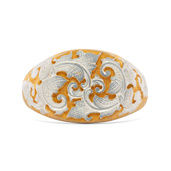 East/West Acanthus Signet Ring