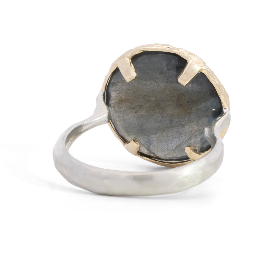 Round Faceted Labradorite Ring