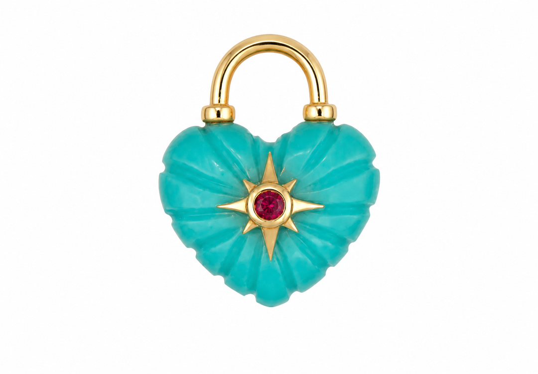 Carved Turquoise Heart Charm