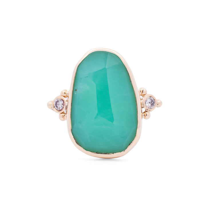 Chrysoprase and Diamond Ring