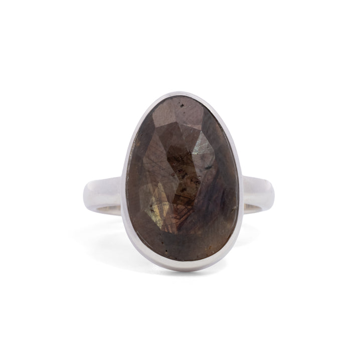 Asymmetrical Oval Chocolate Sapphire Ring