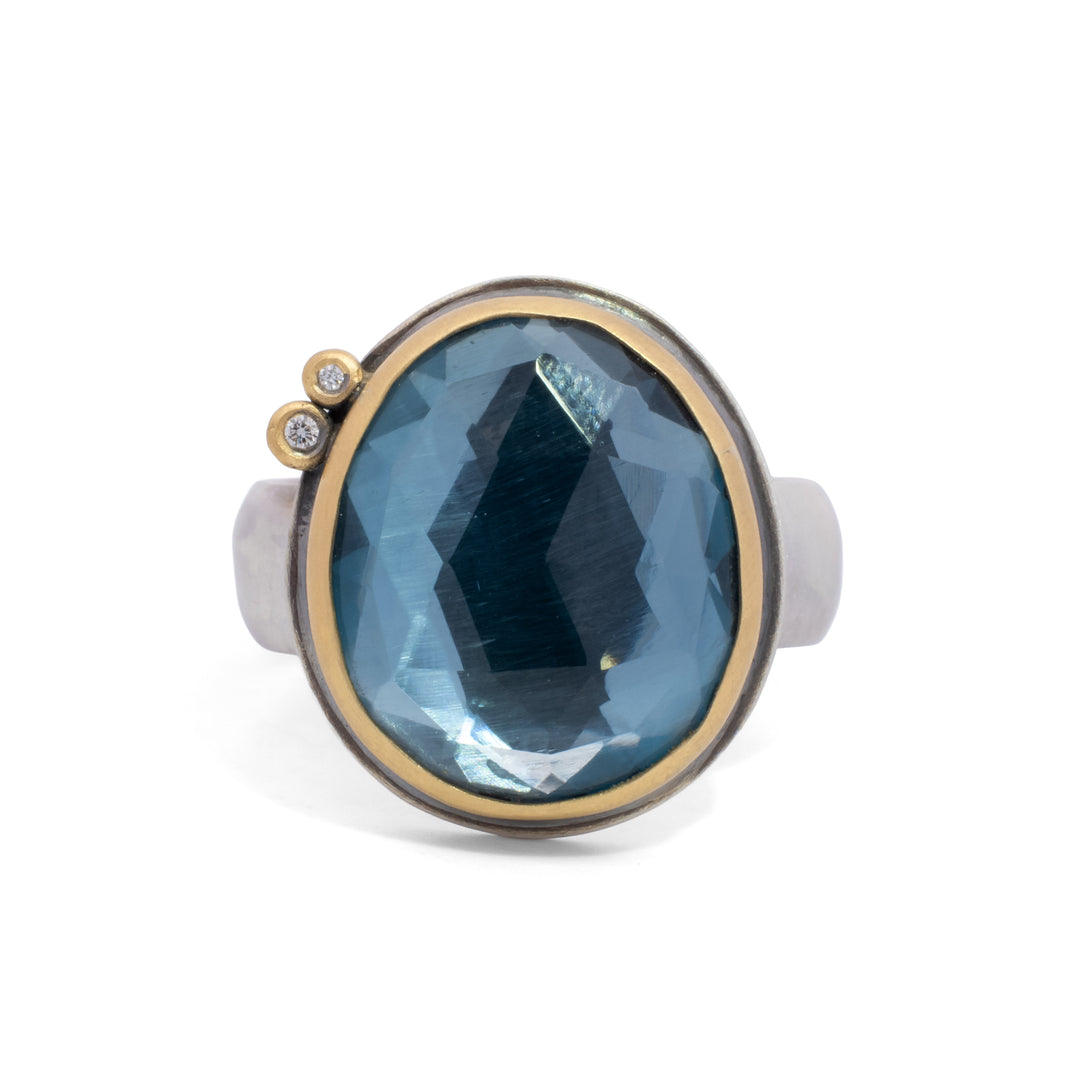 London Blue Topaz and Diamond Ring