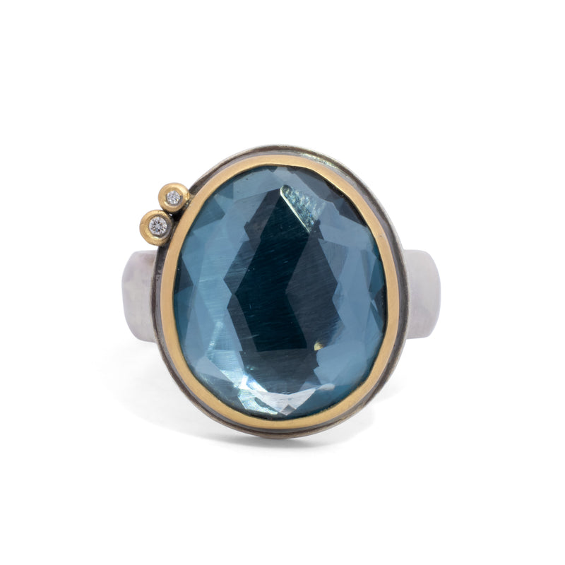London Blue Topaz and Diamond Ring