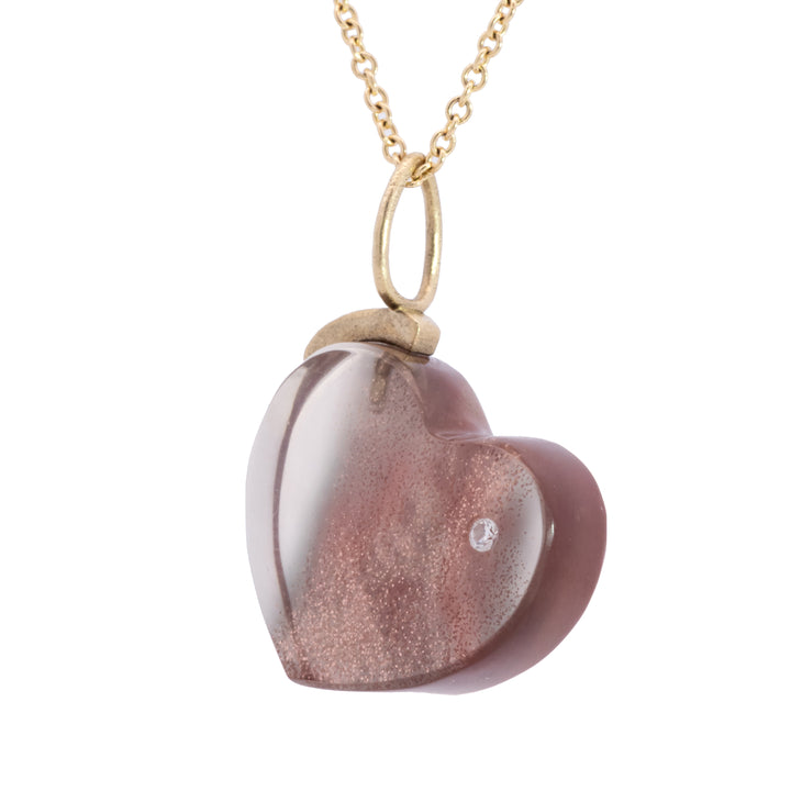 Oregon Sunstone with Diamond Heart Charm