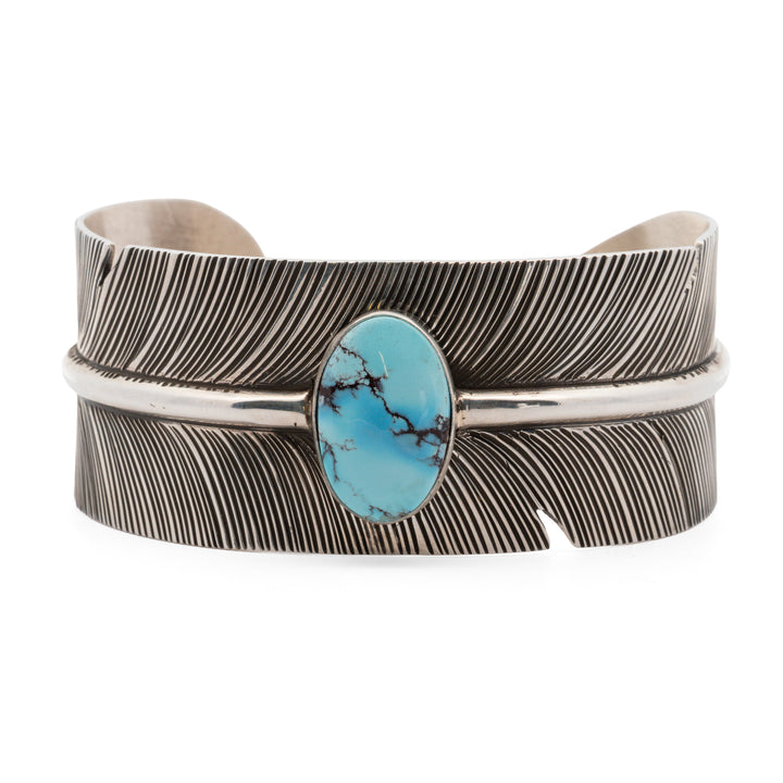 Golden Hills Turquoise Feather Cuff Bracelet
