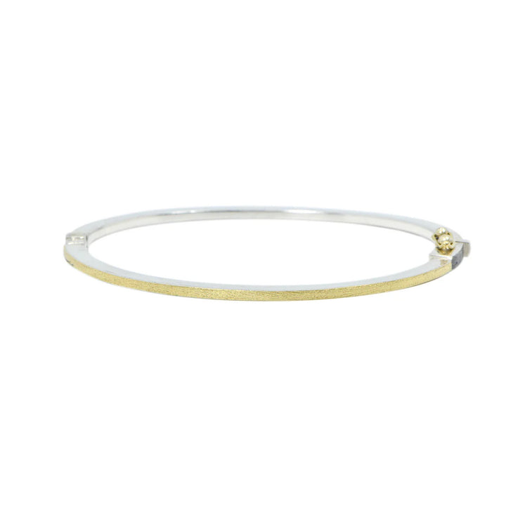 1.8mm Adam Yellow Gold Half Diamond Bangle Bracelet