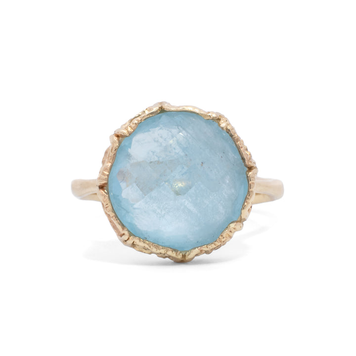 Round Faceted Aquamarine Ring