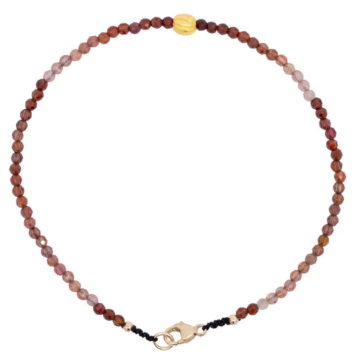 Red Hued Sapphire & Gold Bead Bracelet