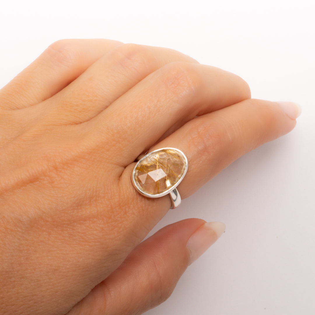 Golden Rutilated Quartz Ring