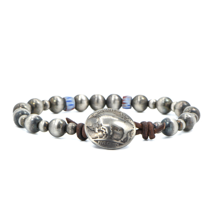 Buffalo Nickel Navajo Pearl Bracelet