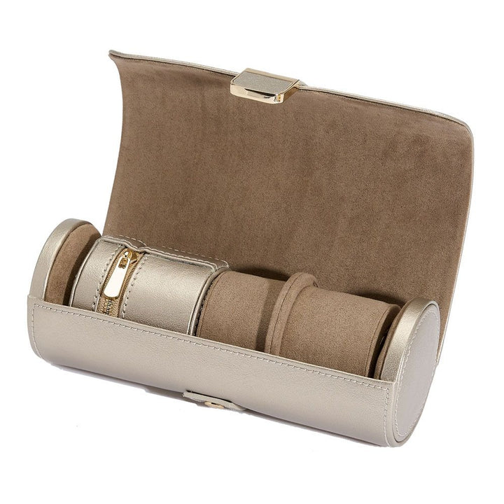 Palermo Double Watch Roll with Jewelry Pouch - Pewter