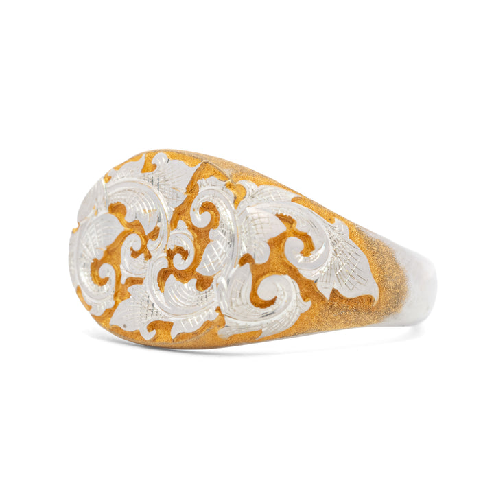 East/West Acanthus Signet Ring